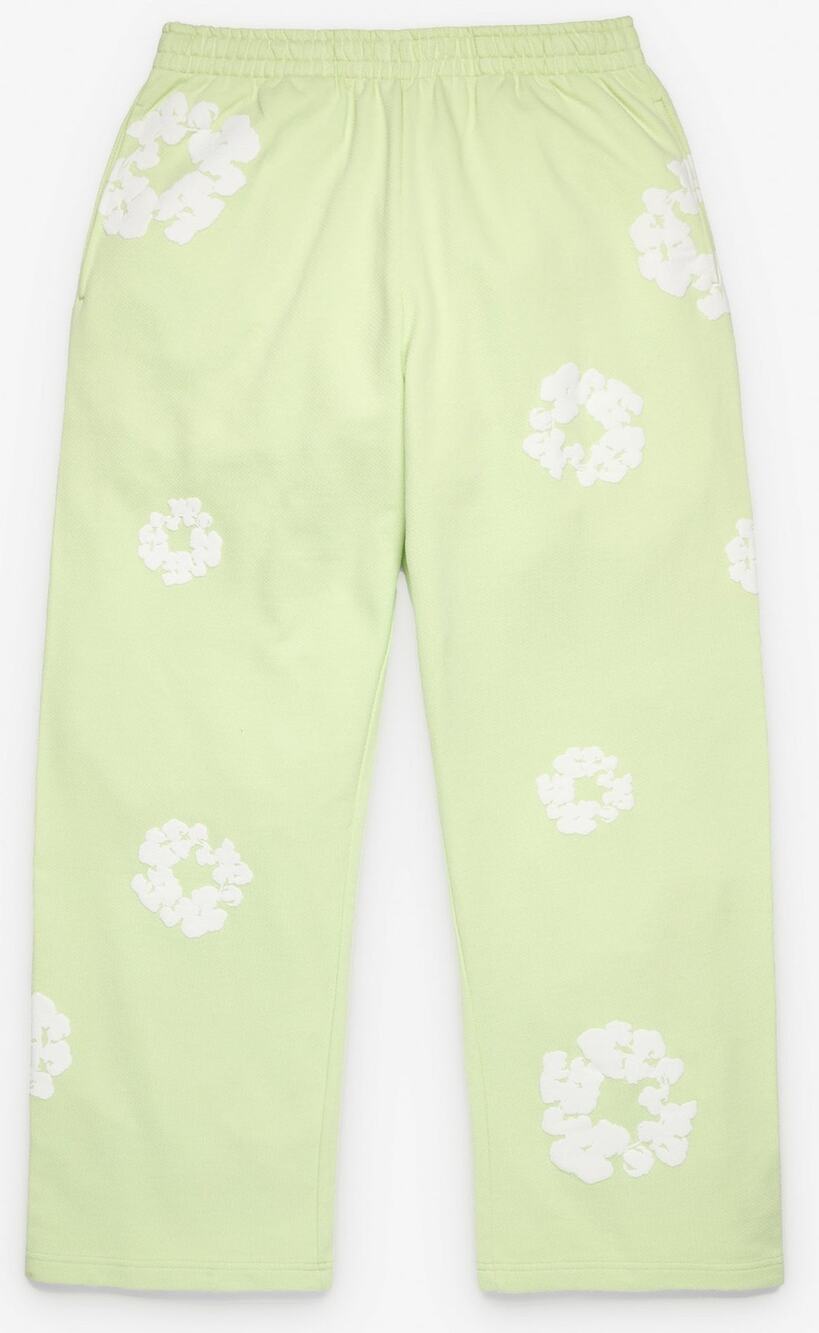 Denim Tears Cotton Wreath Open Hem Sweatpants in Lime